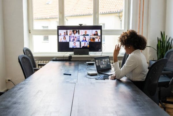 executive on a video call